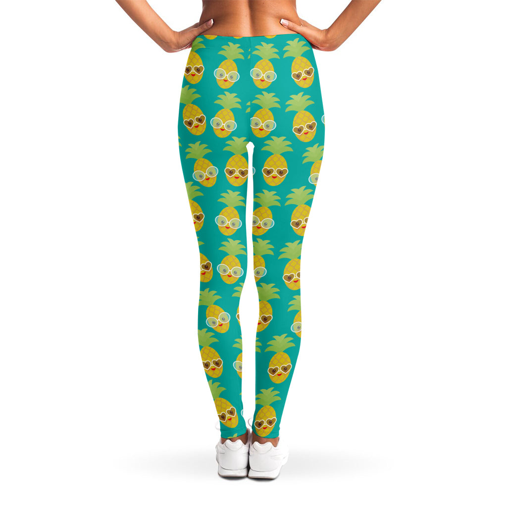 Pineapple Emoji Pattern Print Women's Leggings