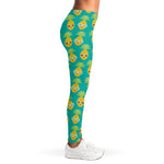 Pineapple Emoji Pattern Print Women's Leggings