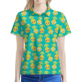 Pineapple Emoji Pattern Print Women's Polo Shirt