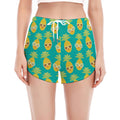 Pineapple Emoji Pattern Print Women's Split Running Shorts