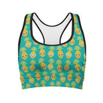 Pineapple Emoji Pattern Print Women's Sports Bra