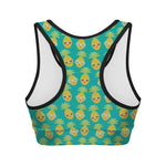 Pineapple Emoji Pattern Print Women's Sports Bra
