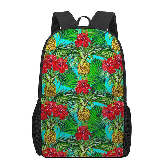 Pineapple Hibiscus Hawaii Pattern Print 17 Inch Backpack