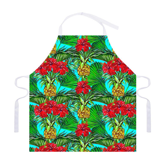 Pineapple Hibiscus Hawaii Pattern Print Adjustable Apron
