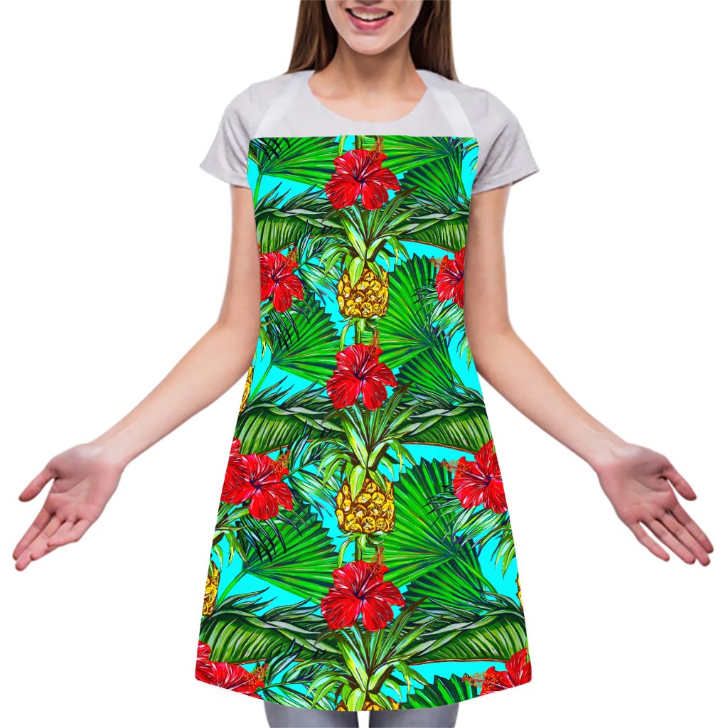 Pineapple Hibiscus Hawaii Pattern Print Adjustable Apron