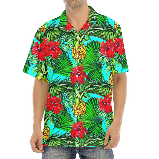 Pineapple Hibiscus Hawaii Pattern Print Aloha Shirt