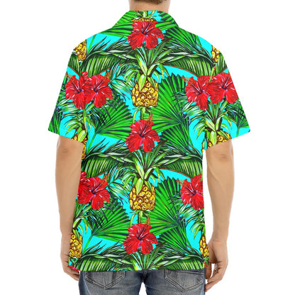 Pineapple Hibiscus Hawaii Pattern Print Aloha Shirt