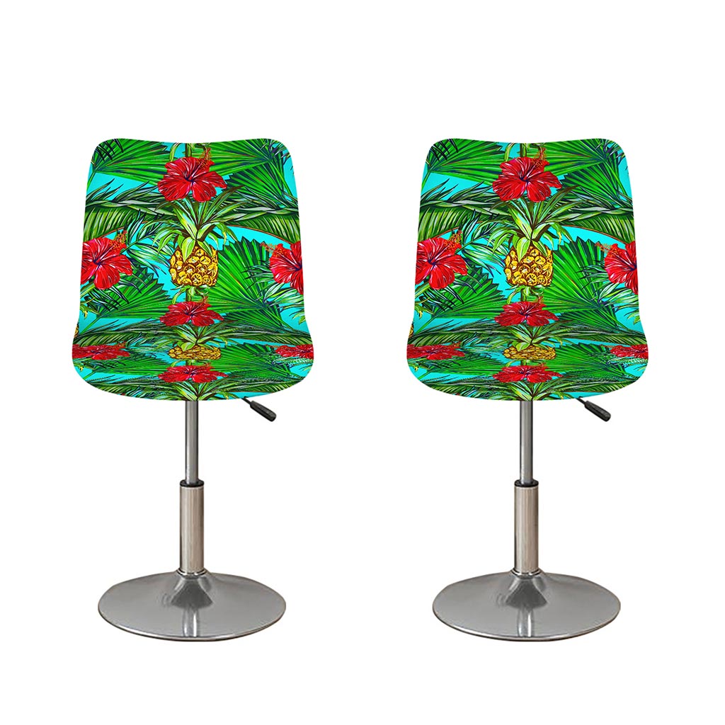Pineapple Hibiscus Hawaii Pattern Print Bar Stool Covers