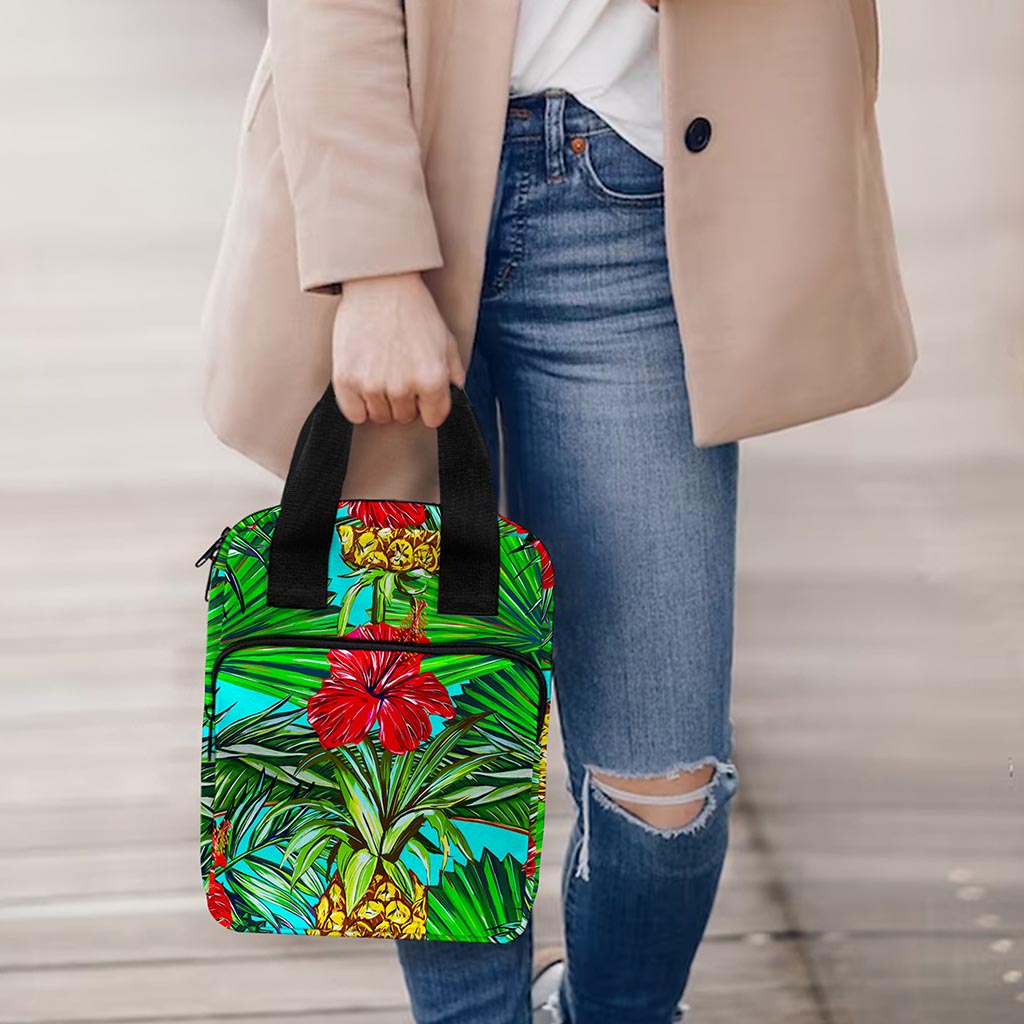 Pineapple Hibiscus Hawaii Pattern Print Bible Tote Bag