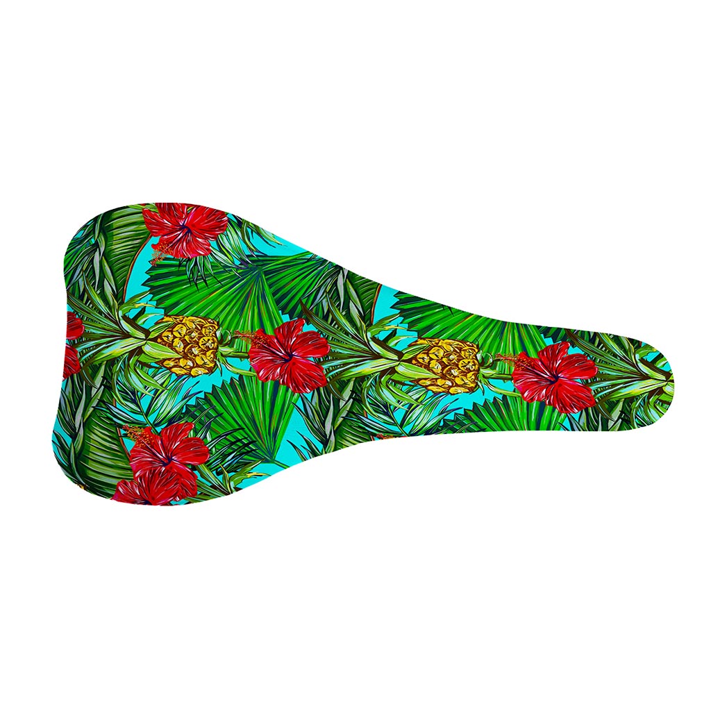 Pineapple Hibiscus Hawaii Pattern Print Bicycle Seat Cover