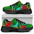 Pineapple Hibiscus Hawaii Pattern Print Black Chunky Shoes