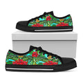 Pineapple Hibiscus Hawaii Pattern Print Black Low Top Sneakers