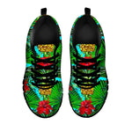 Pineapple Hibiscus Hawaii Pattern Print Black Running Shoes