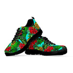 Pineapple Hibiscus Hawaii Pattern Print Black Running Shoes