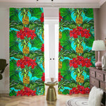 Pineapple Hibiscus Hawaii Pattern Print Blackout Pencil Pleat Curtains