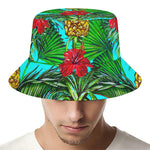 Pineapple Hibiscus Hawaii Pattern Print Bucket Hat