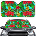 Pineapple Hibiscus Hawaii Pattern Print Car Windshield Sun Shade