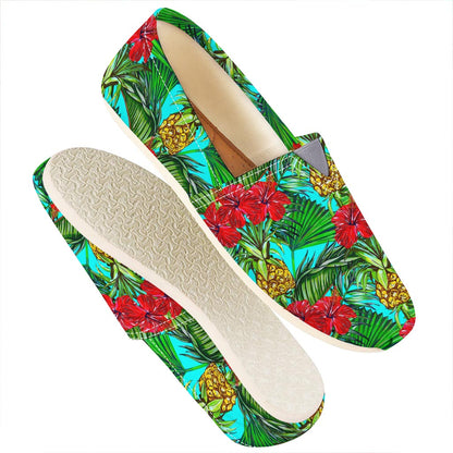Pineapple Hibiscus Hawaii Pattern Print Casual Shoes
