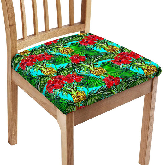 Pineapple Hibiscus Hawaii Pattern Print Chair Cushion Cover