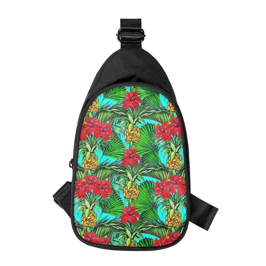 Pineapple Hibiscus Hawaii Pattern Print Chest Bag