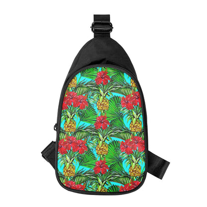 Pineapple Hibiscus Hawaii Pattern Print Chest Bag