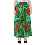 Pineapple Hibiscus Hawaii Pattern Print Chiffon Maxi Skirt