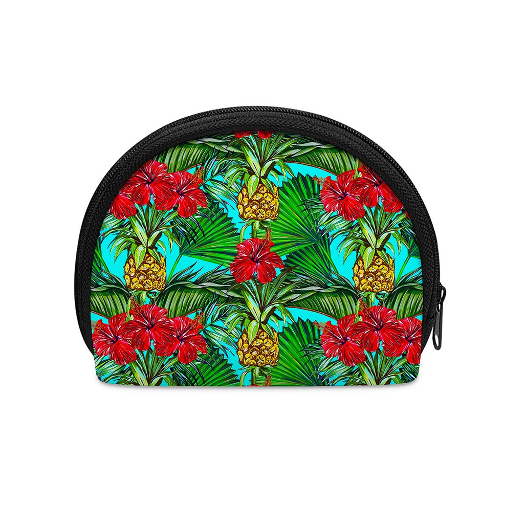 Pineapple Hibiscus Hawaii Pattern Print Coin Purse