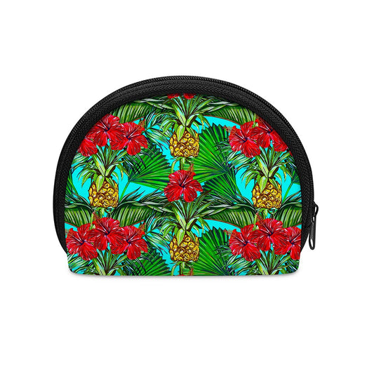 Pineapple Hibiscus Hawaii Pattern Print Coin Purse