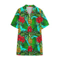 Pineapple Hibiscus Hawaii Pattern Print Cotton Hawaiian Shirt