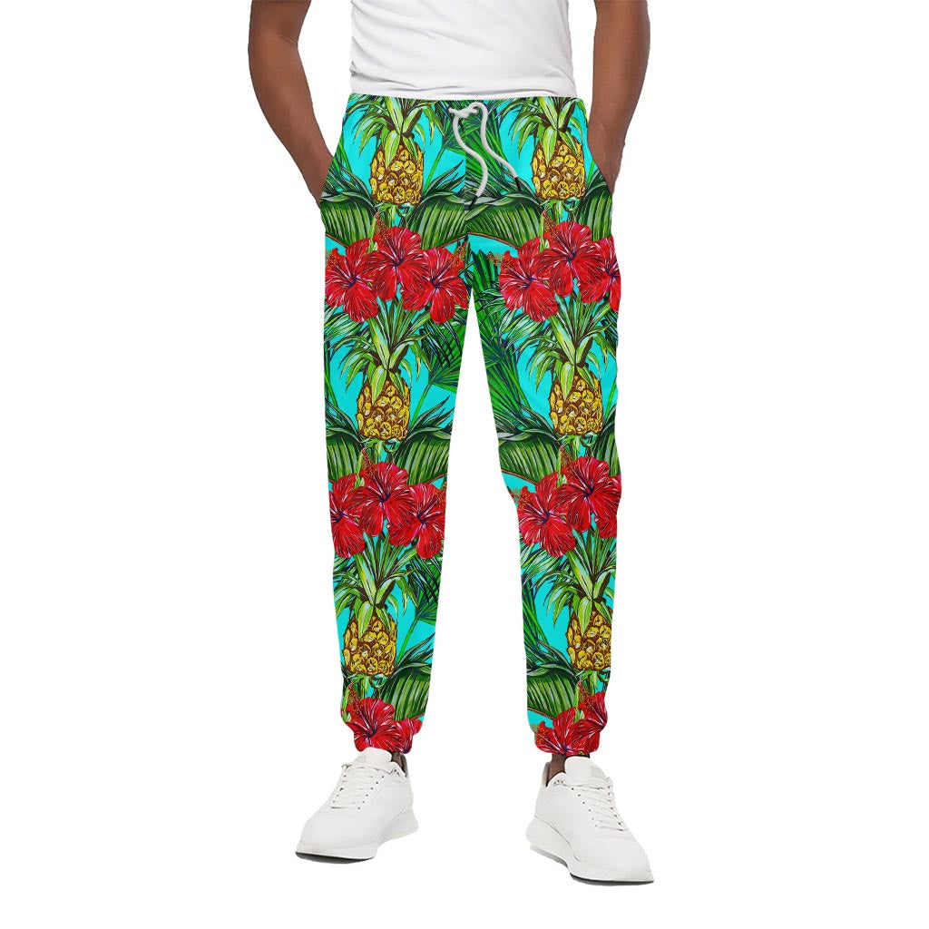 Pineapple Hibiscus Hawaii Pattern Print Cotton Pants