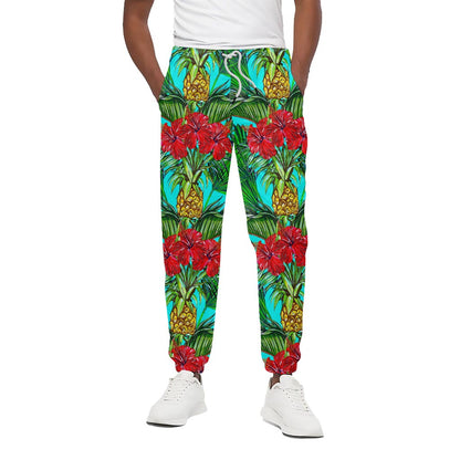 Pineapple Hibiscus Hawaii Pattern Print Cotton Pants