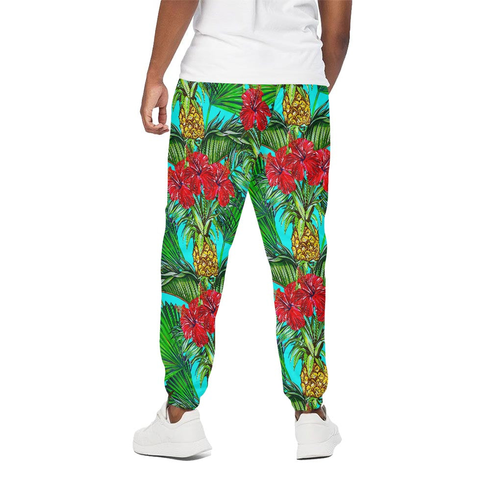 Pineapple Hibiscus Hawaii Pattern Print Cotton Pants