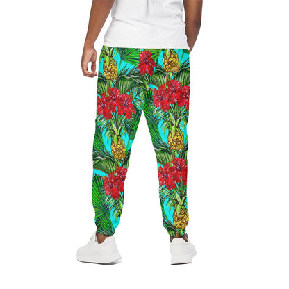 Pineapple Hibiscus Hawaii Pattern Print Cotton Pants