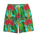 Pineapple Hibiscus Hawaii Pattern Print Cotton Shorts