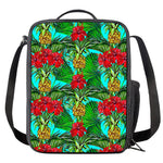 Pineapple Hibiscus Hawaii Pattern Print Crossbody Lunch Bag