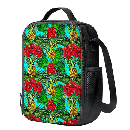 Pineapple Hibiscus Hawaii Pattern Print Crossbody Lunch Bag