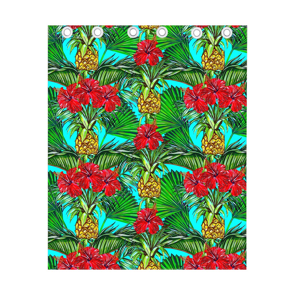 Pineapple Hibiscus Hawaii Pattern Print Curtain