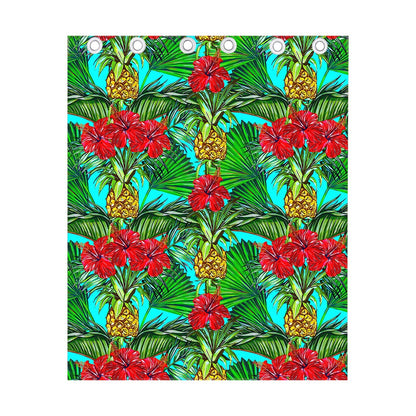 Pineapple Hibiscus Hawaii Pattern Print Curtain