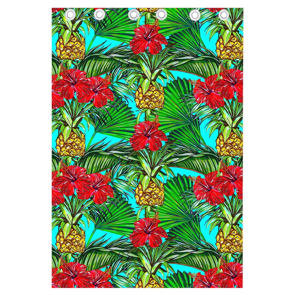 Pineapple Hibiscus Hawaii Pattern Print Curtain