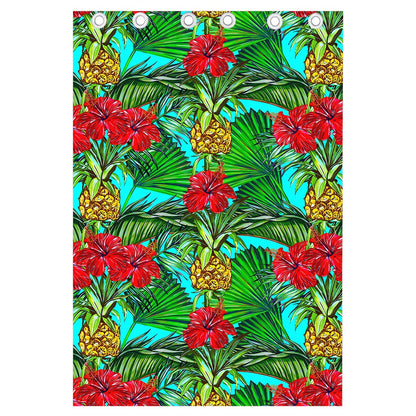 Pineapple Hibiscus Hawaii Pattern Print Curtain