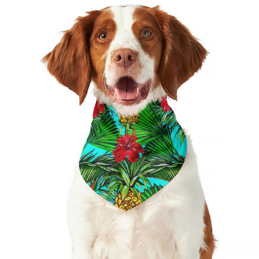 Pineapple Hibiscus Hawaii Pattern Print Dog Bandana