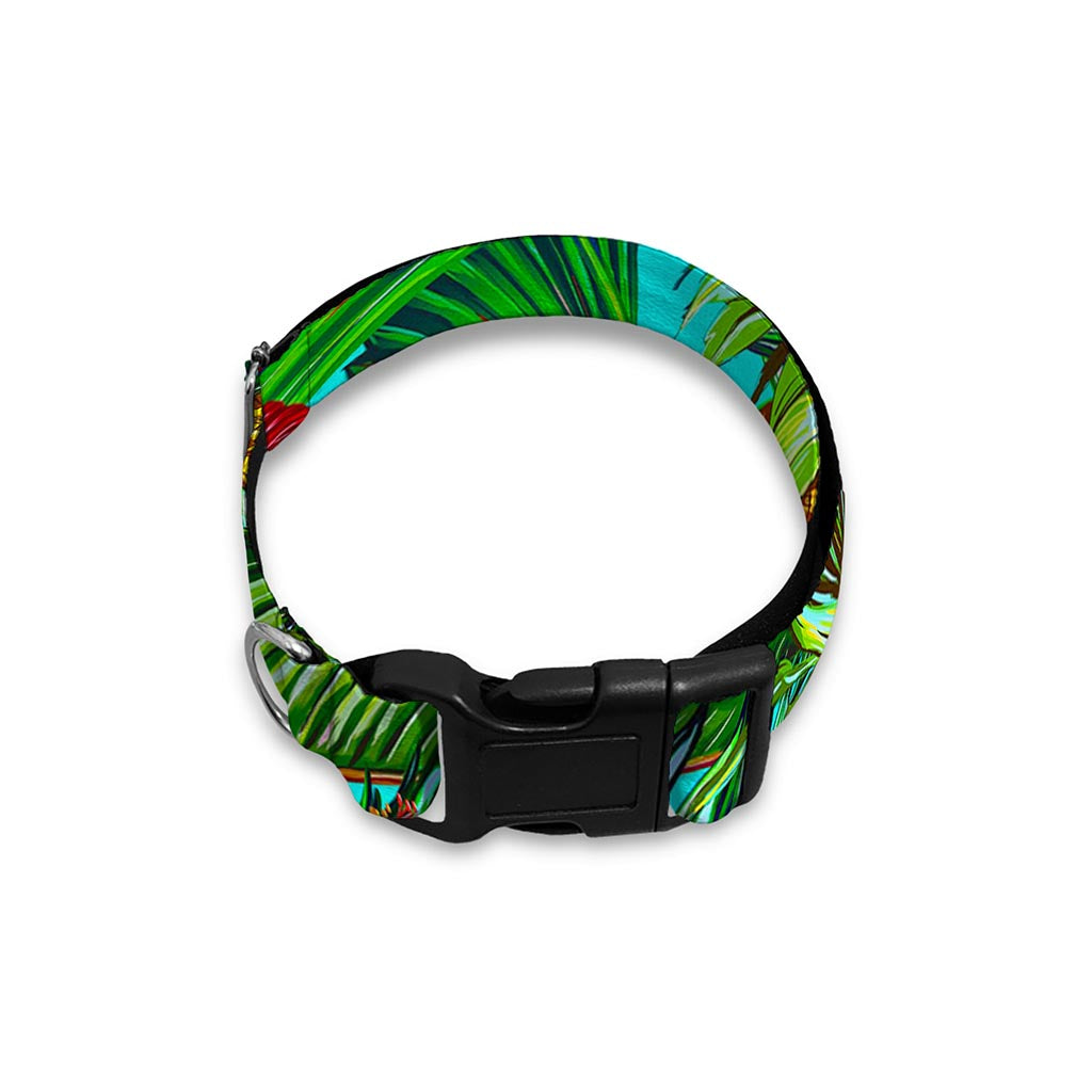 Pineapple Hibiscus Hawaii Pattern Print Dog Collar