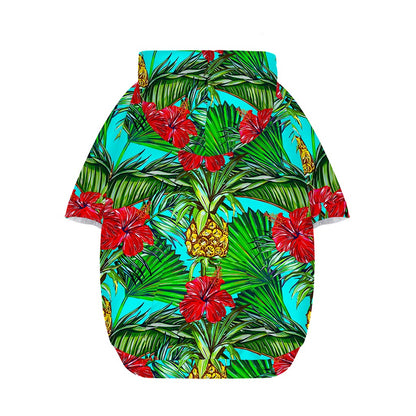 Pineapple Hibiscus Hawaii Pattern Print Dog Zip Up Hoodie