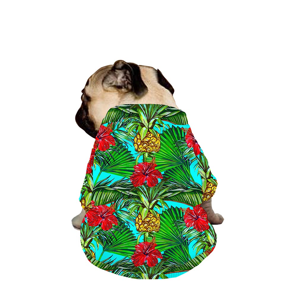 Pineapple Hibiscus Hawaii Pattern Print Dog Zip Up Jacket
