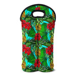 Pineapple Hibiscus Hawaii Pattern Print Double Neoprene Wine Tote