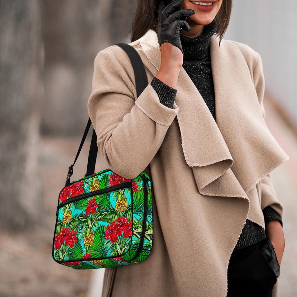 Pineapple Hibiscus Hawaii Pattern Print Double Strap Bible Bag