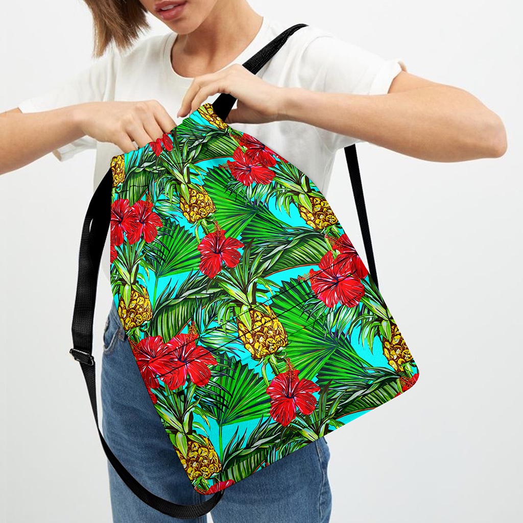 Pineapple Hibiscus Hawaii Pattern Print Drawstring Backpack