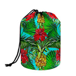 Pineapple Hibiscus Hawaii Pattern Print Drawstring Makeup Bag