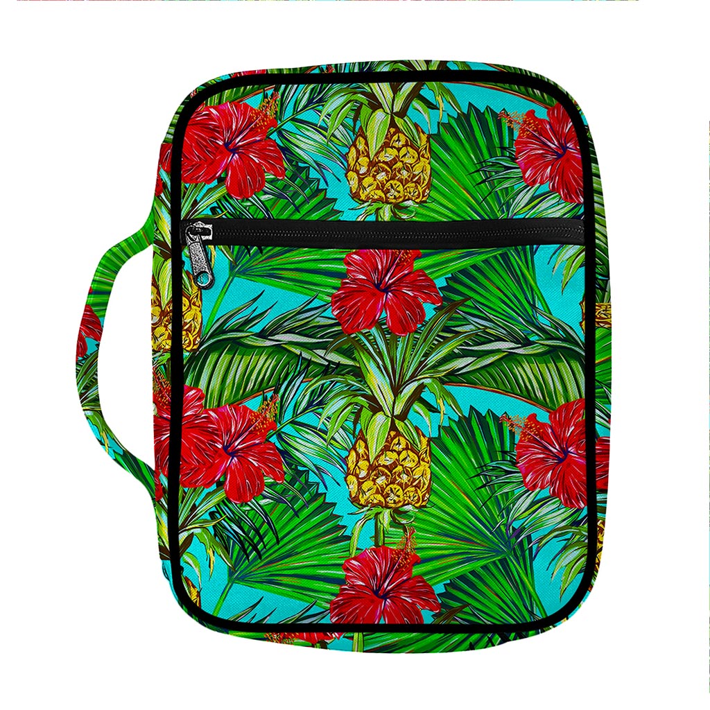 Pineapple Hibiscus Hawaii Pattern Print Front Pocket Bible Bag