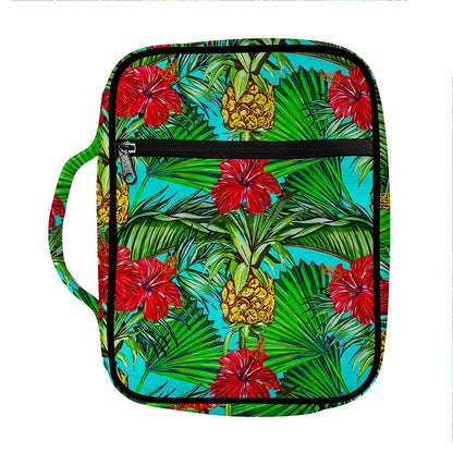 Pineapple Hibiscus Hawaii Pattern Print Front Pocket Bible Bag